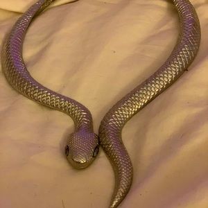 Wrap-around snake necklace in Silver.